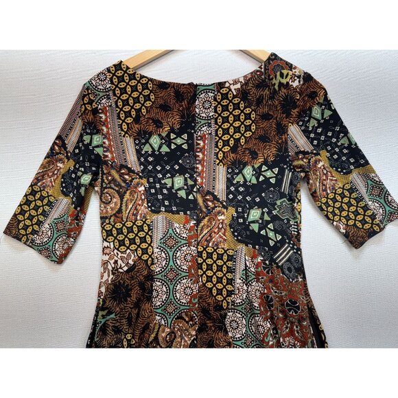 Roz & Ali Women's Mini Dress Half Sleeve Size 6 Multi Geo Lightweight Back Zip - Picture 11 of 13